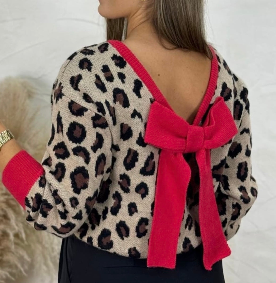 “Bella” Leopard Bow Knit