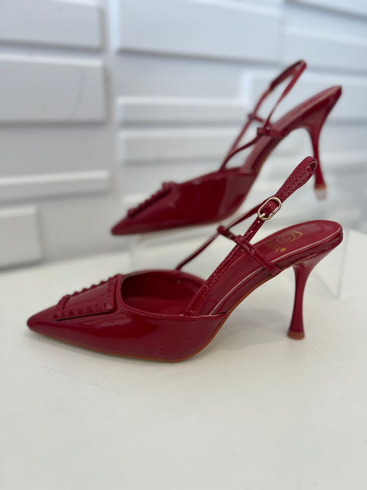 Red Patent Slingback Heel