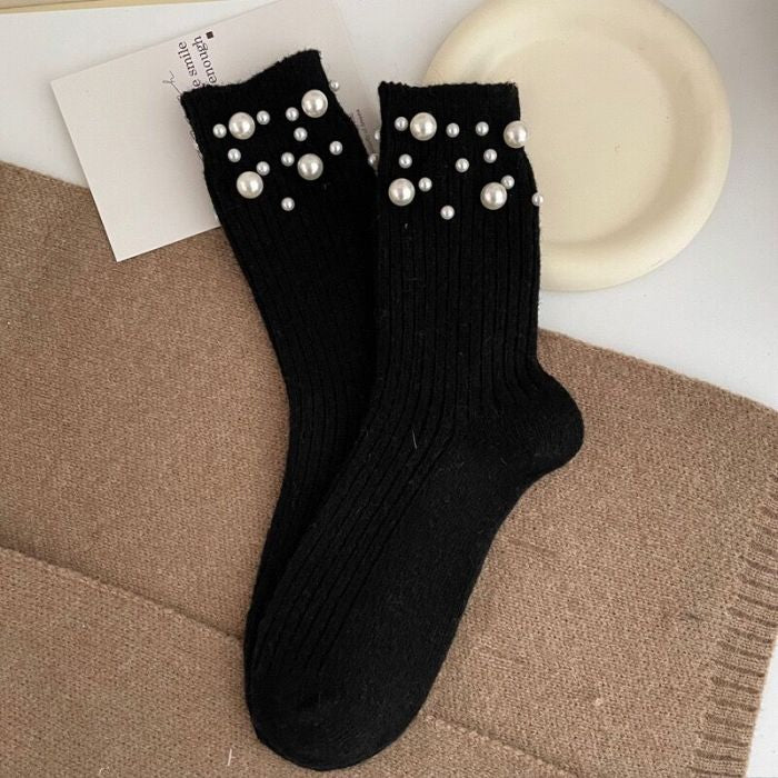 Pearl Embellished Socks