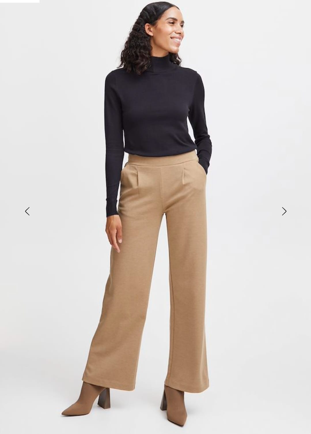 BYoung Tan Wide Leg Trousers