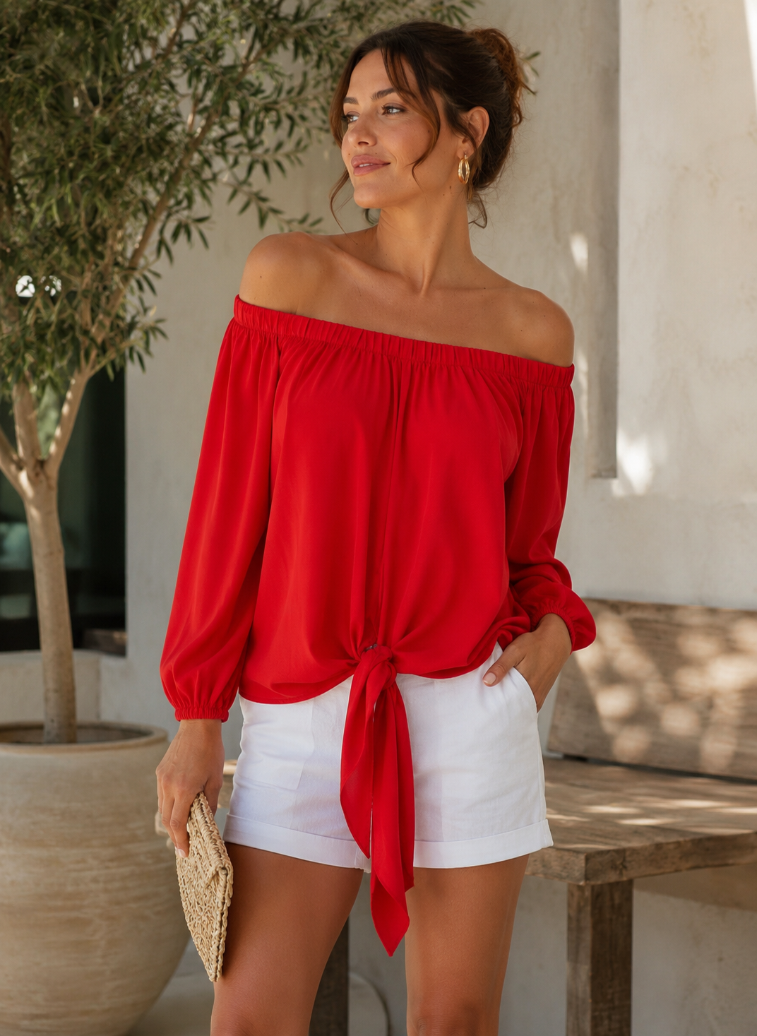 Scarlet - Red Bardot Top