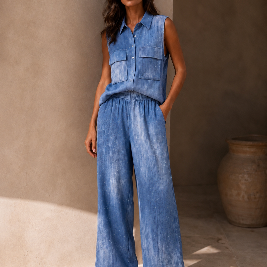 Demi - Denim Look Silver Speckle Co-Ord Set