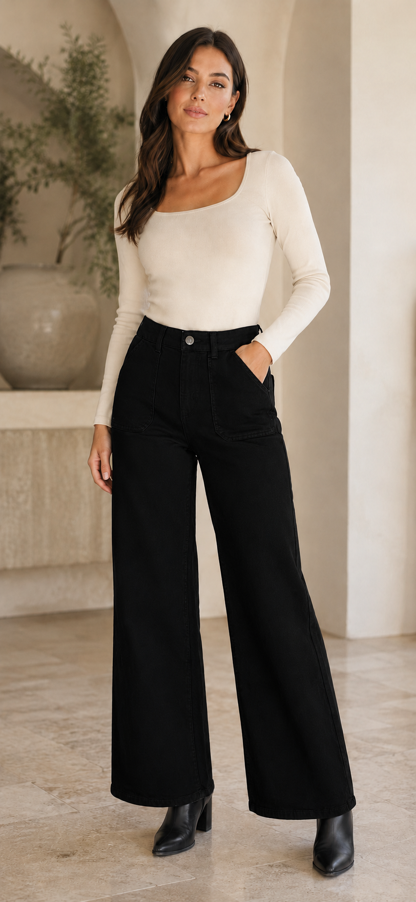 Black Toxic Patch Pocket Jeans (Size down)