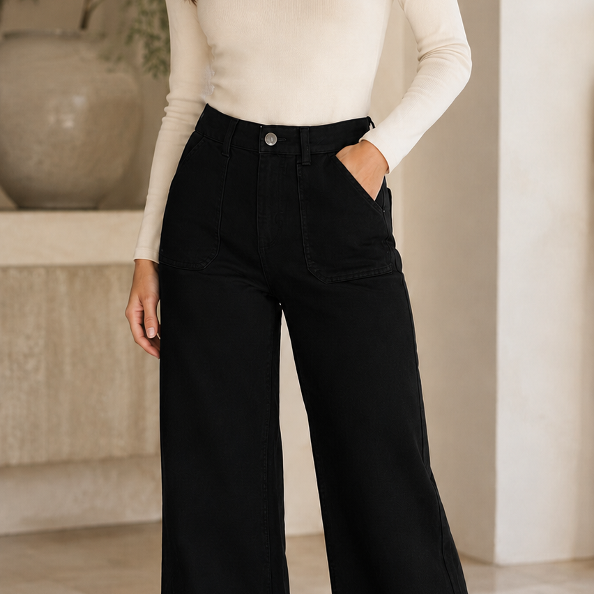 Black Toxic Patch Pocket Jeans (Size down)