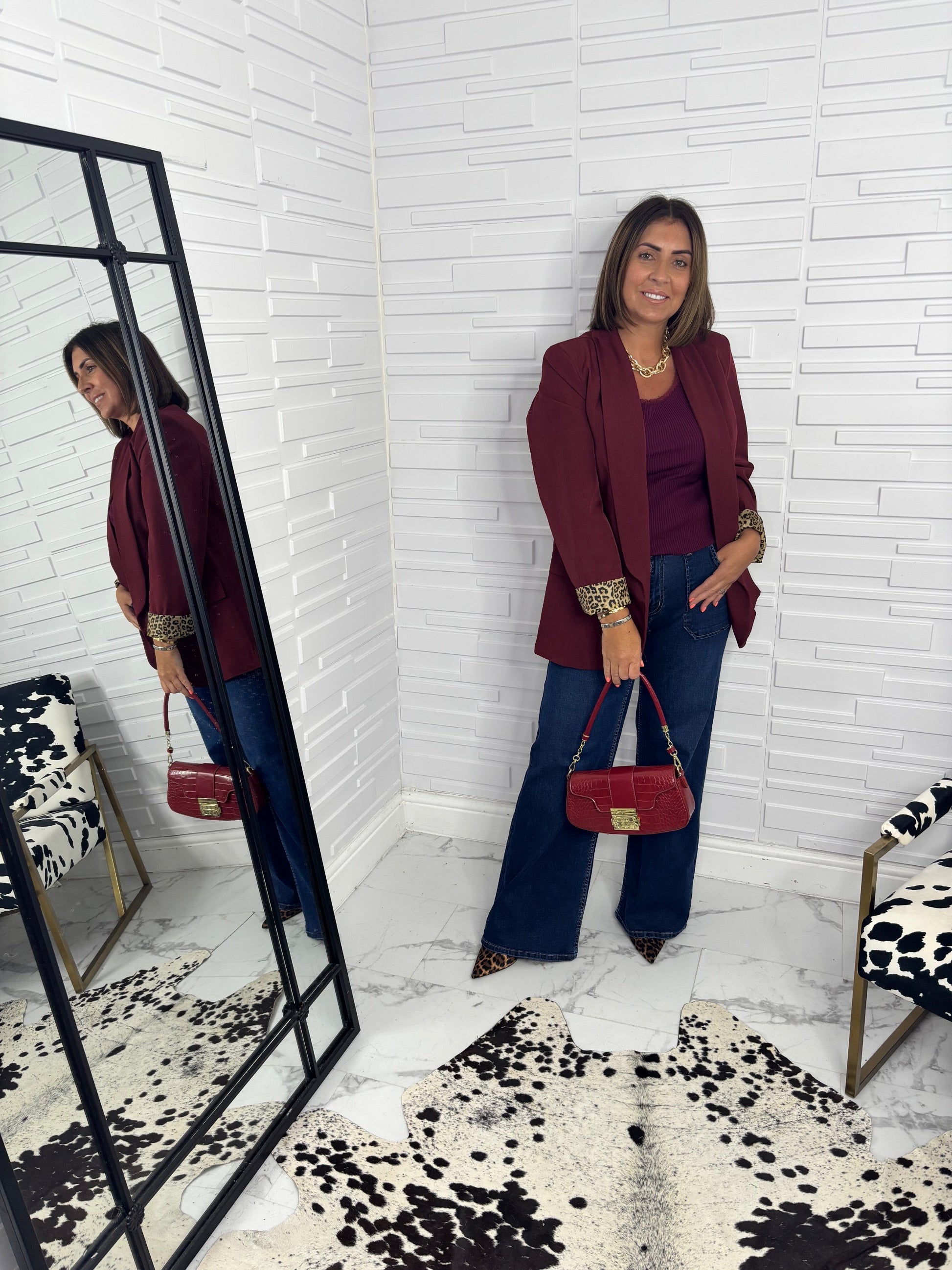 “Jo” Leopard Trim Blazer