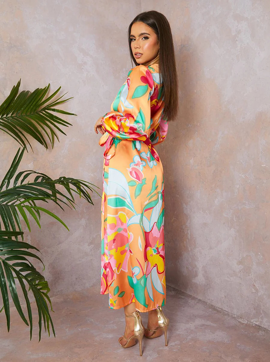 “Lexi” Long Sledve Floral Wrap Dress