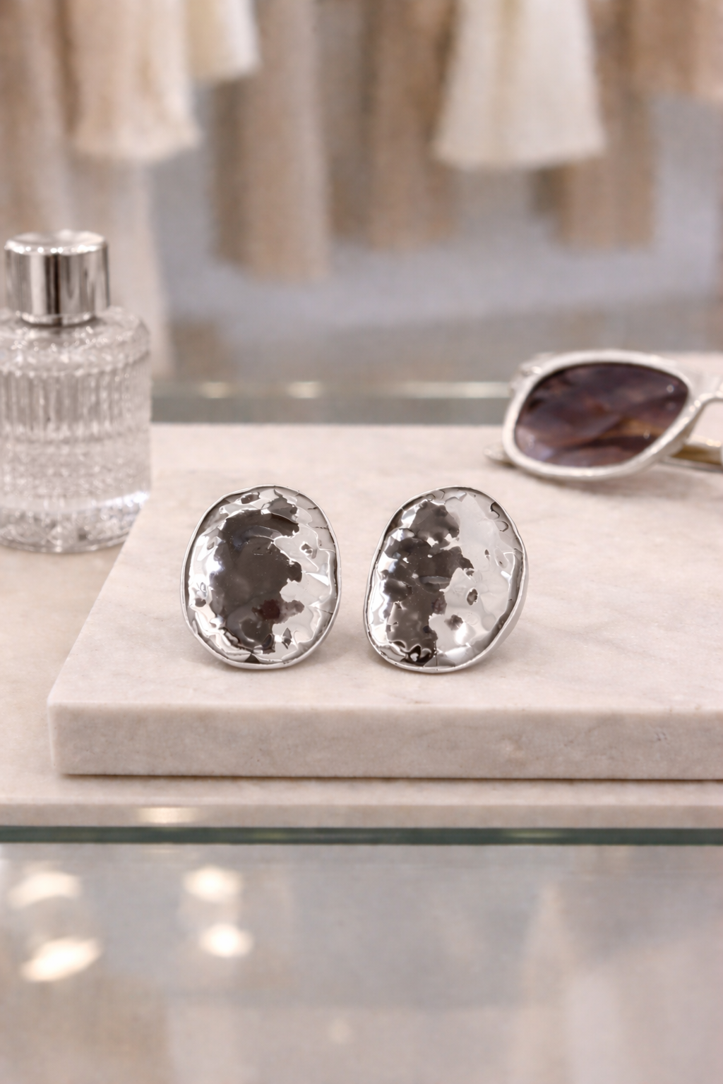 Textured Oval Statement Earrings