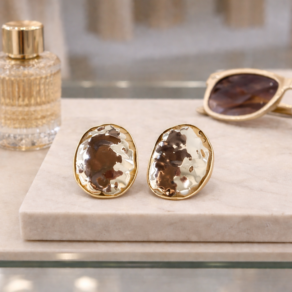 Textured Oval Statement Earrings