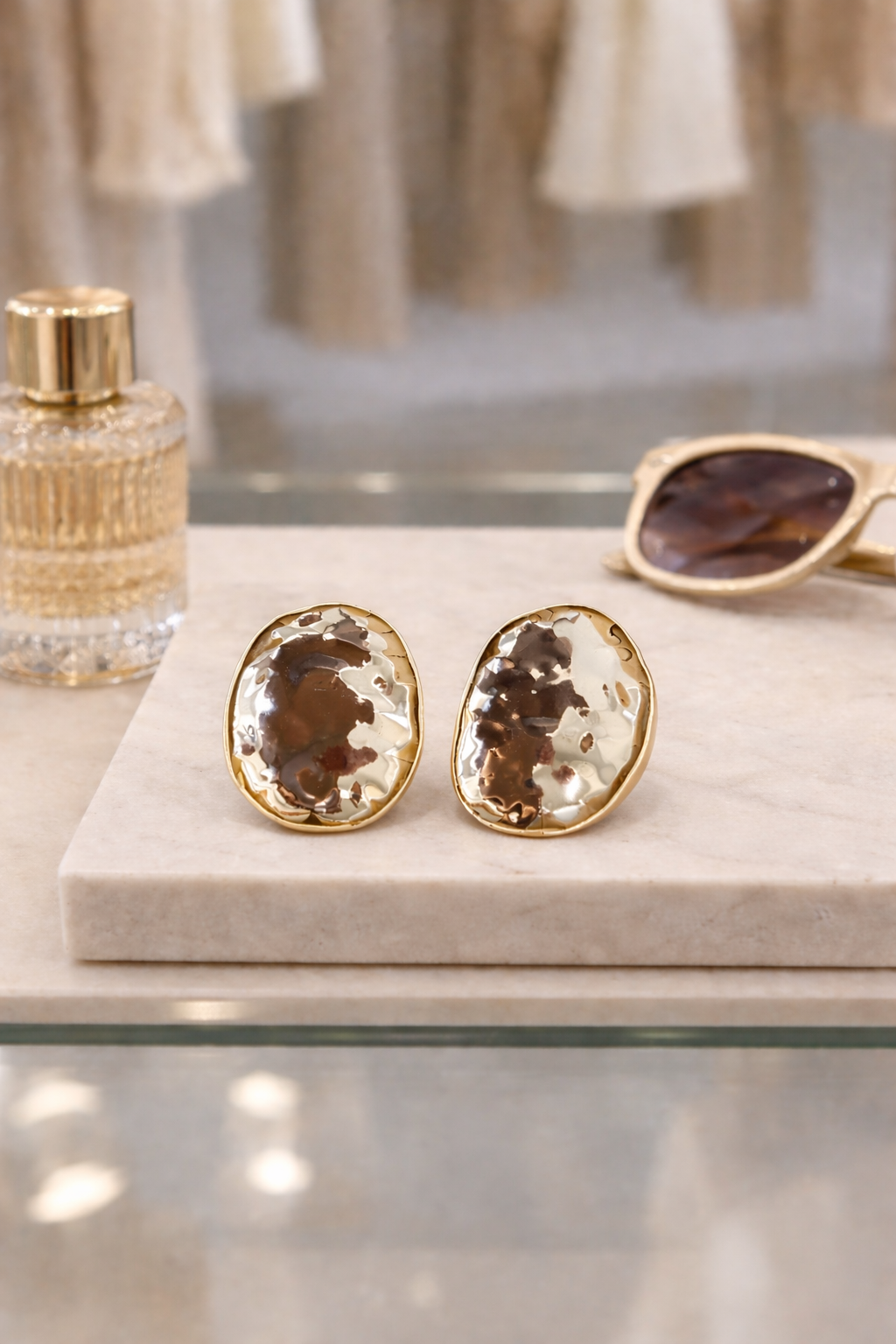 Textured Oval Statement Earrings