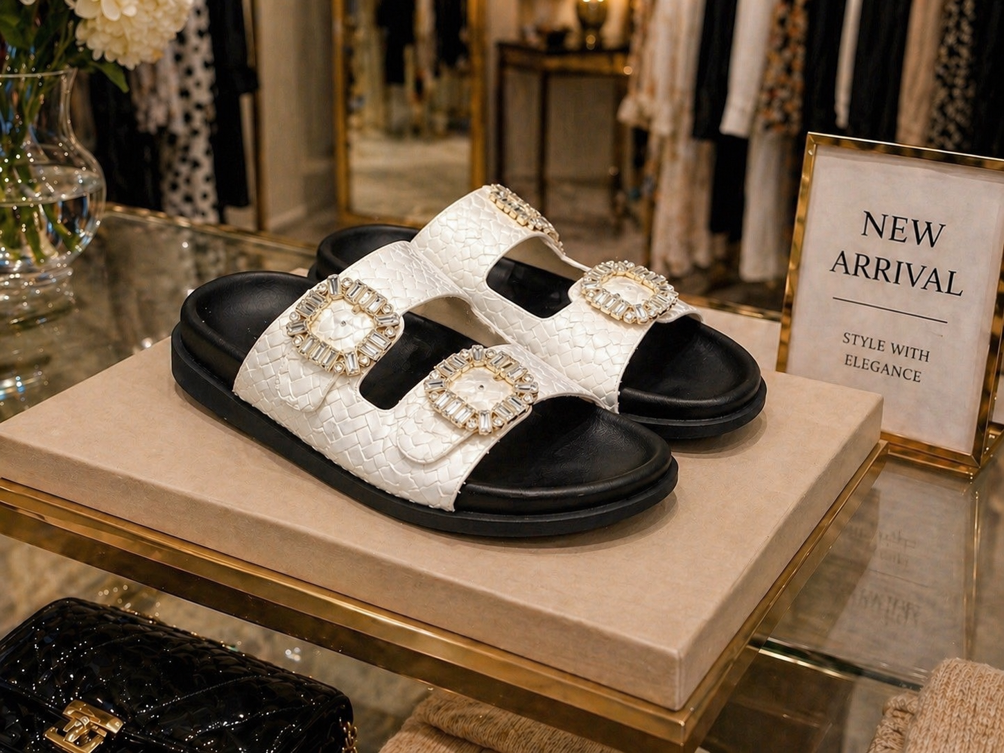 Crystal-Double-Strap Sliders