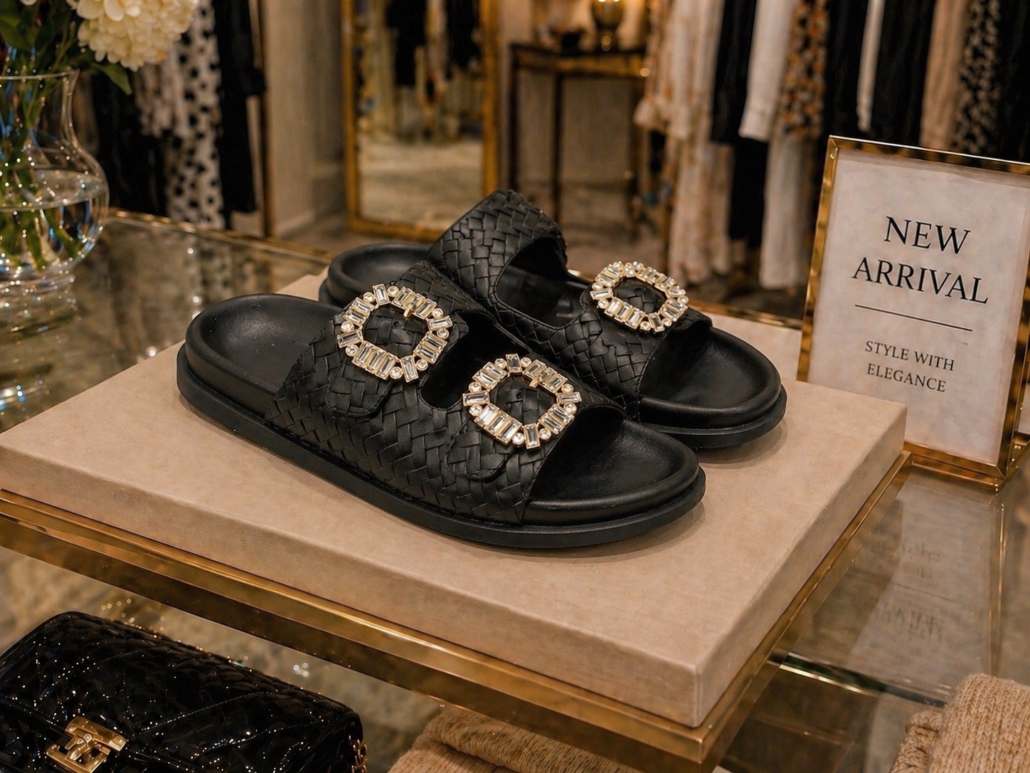 Crystal-Double-Strap Sliders