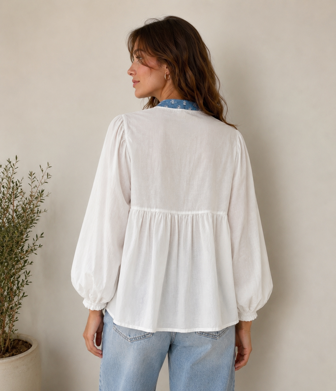 Emily-Embroidered Cotton Blouse