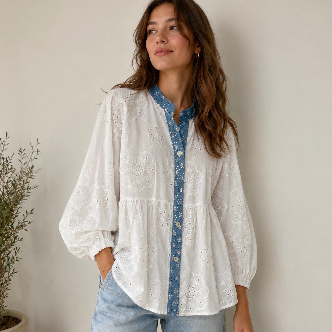 Emily-Embroidered Cotton Blouse