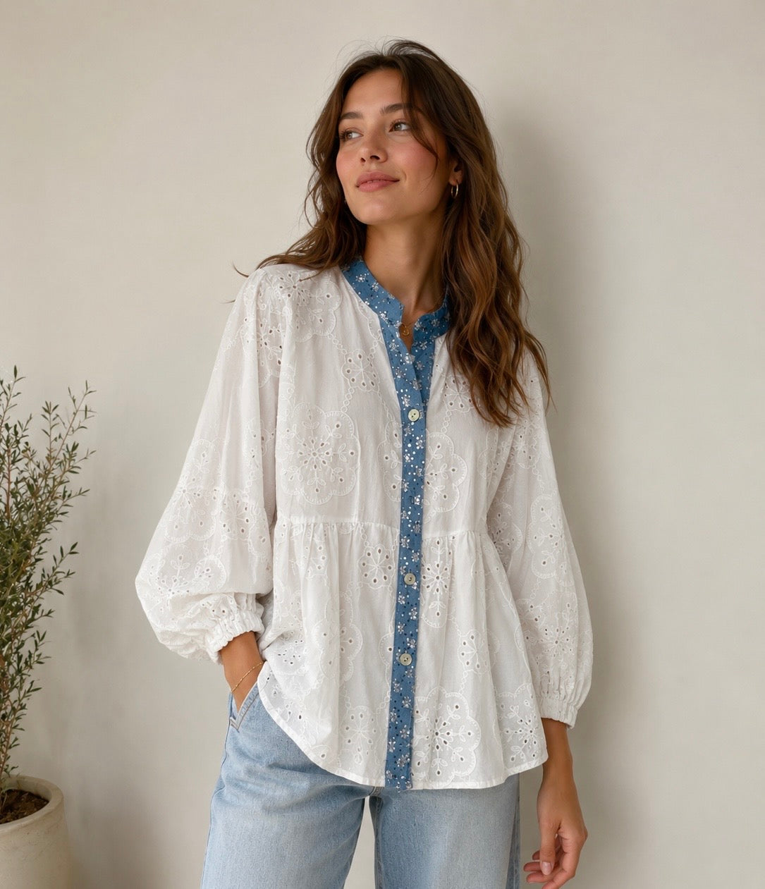 Emily-Embroidered Cotton Blouse