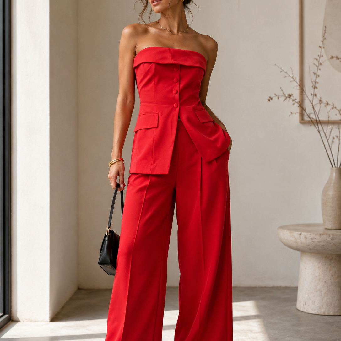 Chloe-Bandeau Blazer Corset Top
