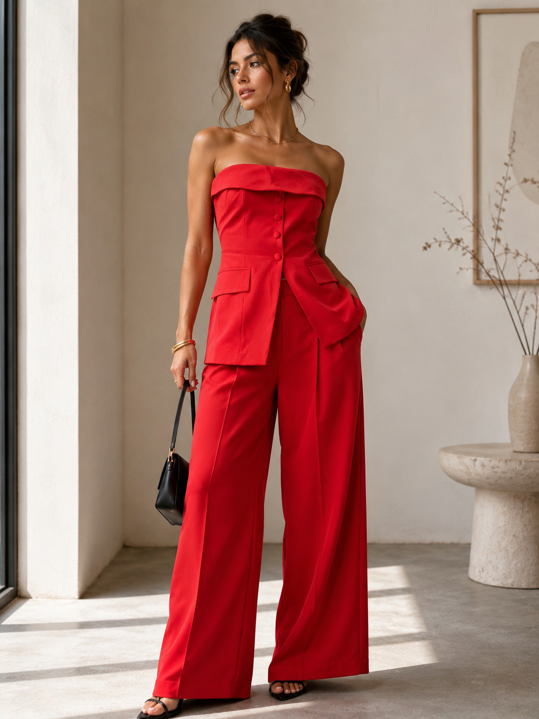 Chloe-Bandeau Blazer Corset Top