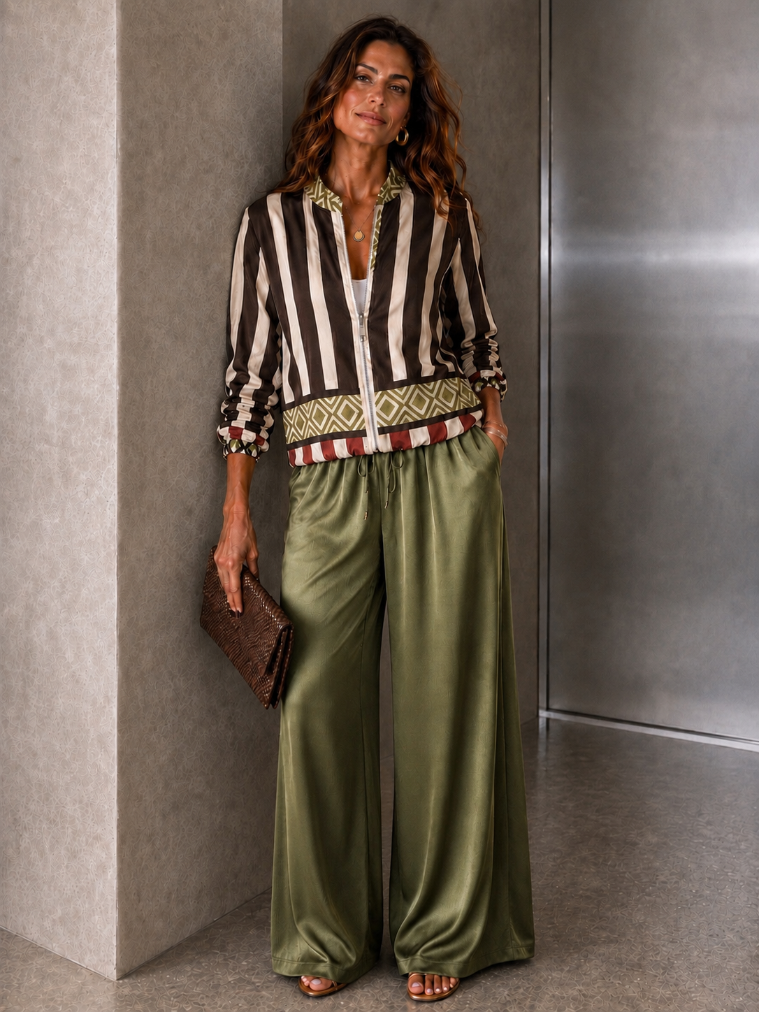 Clara - Satin Printed Bomber Jacket