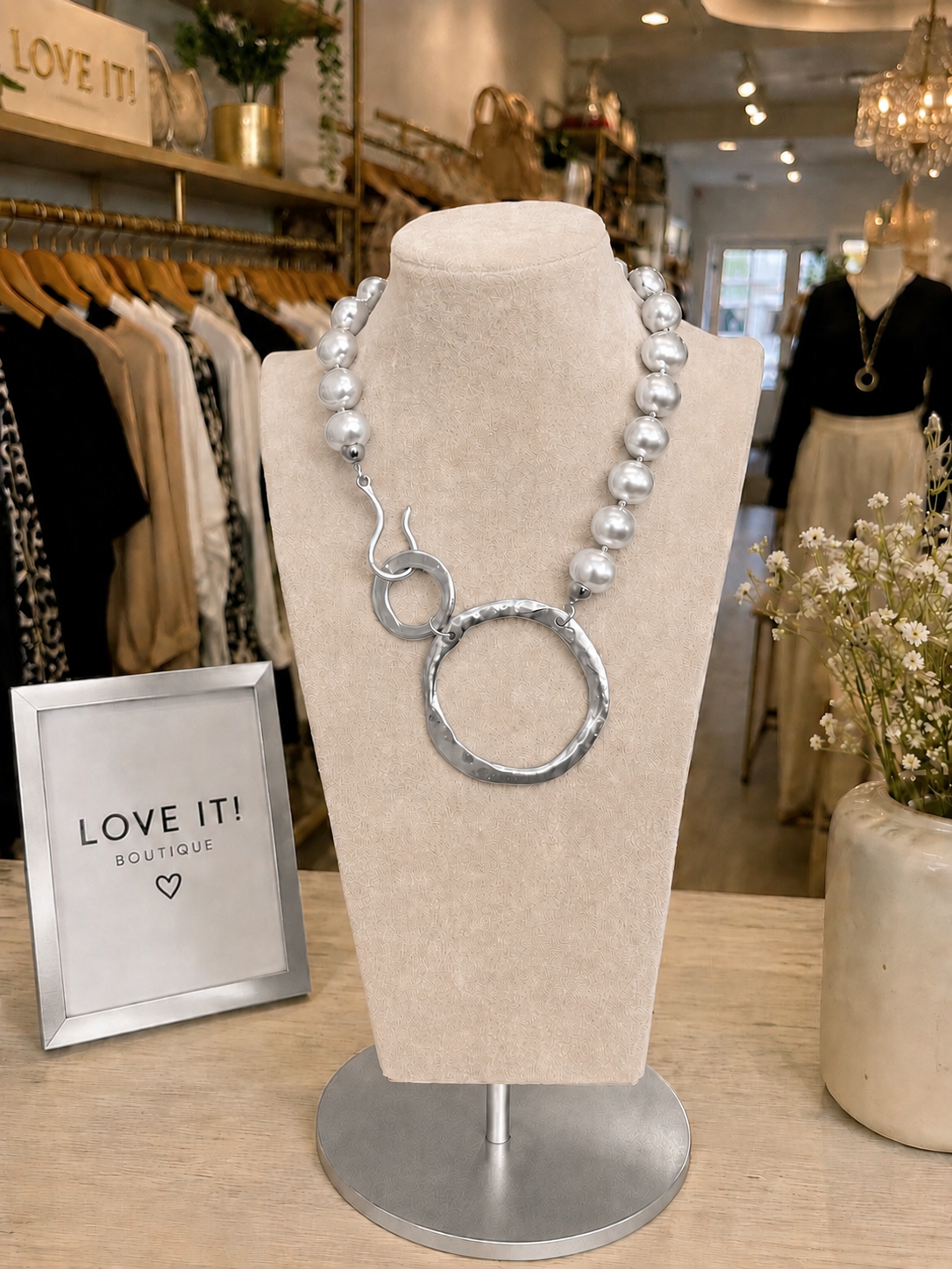Luxe Pearl Halo Statement Necklace