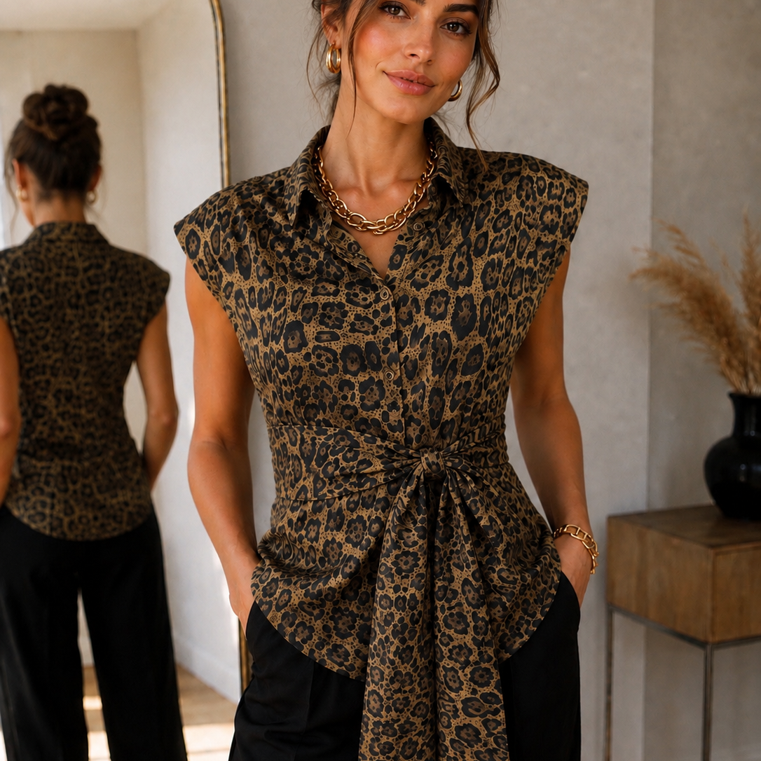 Leona - Leopard Tie-Waist Shirt