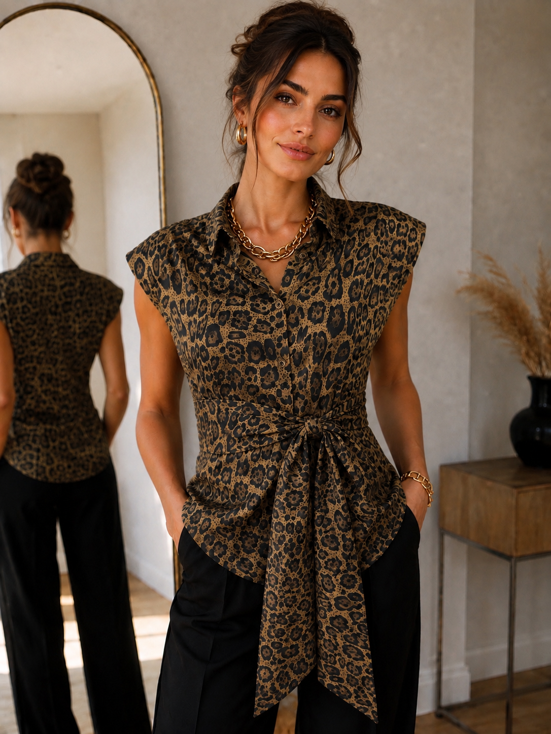 Leona - Leopard Tie-Waist Shirt