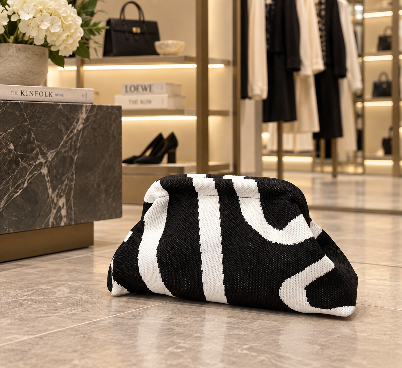 Monochrome Clutch Statement Bag