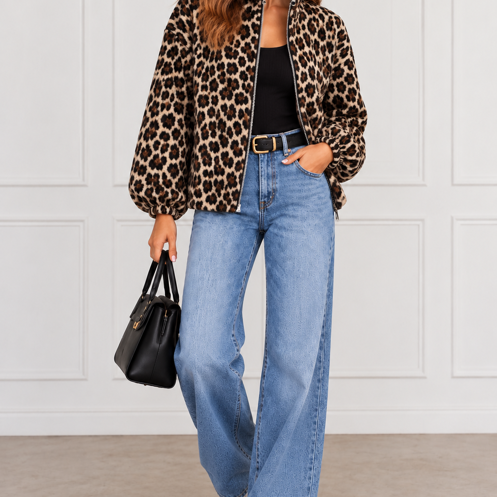 Hannah - Jersey Leopard Jacket
