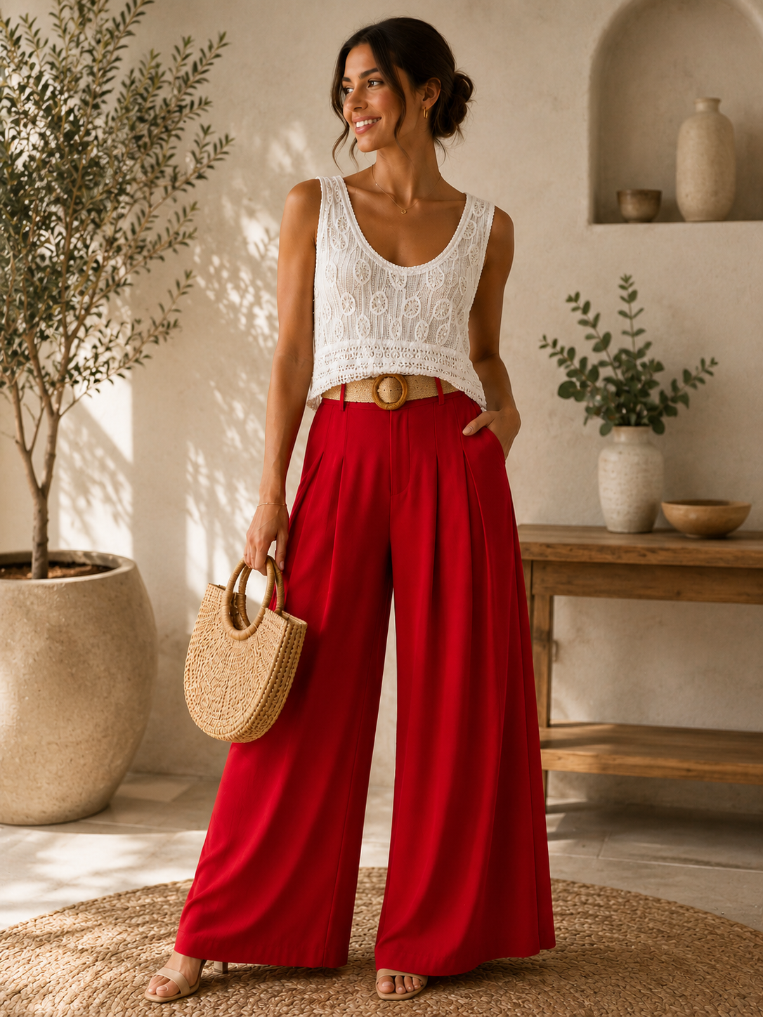 White Embellished Sleeveless Top