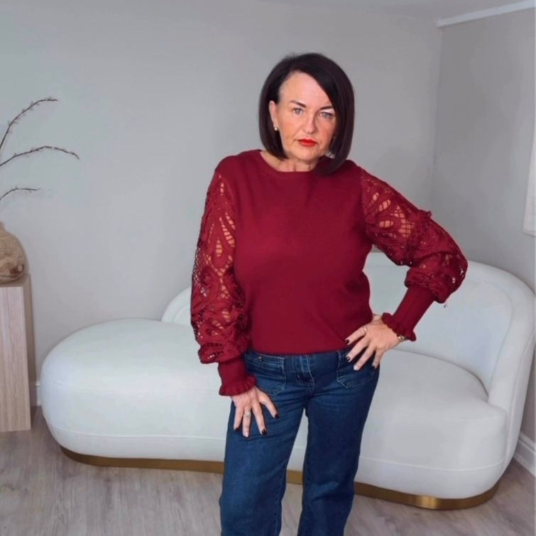 “Amanda” Crochet Sleeve Knit