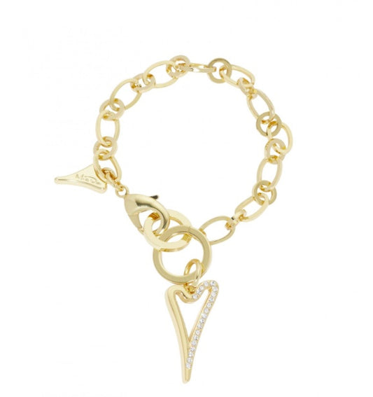 MISS DEE Gold Plated Open Crystal Heart Bracelet