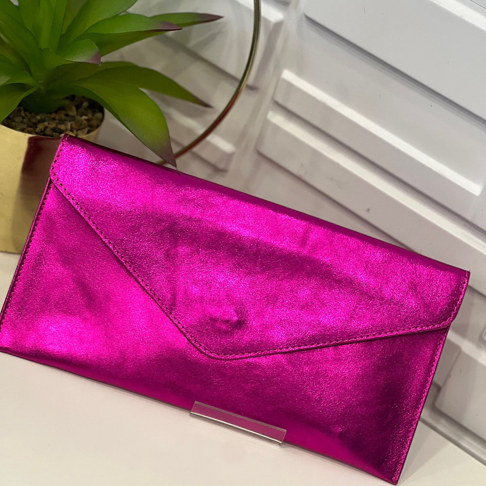 Metallic Leather Clutch